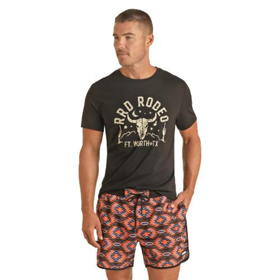 PANHANDLE SLIM Rock & Roll Denim Panhandle Slim Men's Orange Aztec Volley Swim Short 