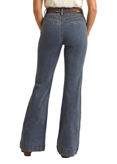 PANHANDLE SLIM Rock & Roll Denim Panhandle Slim Women's Medium Wash Welt Pocket Trouser Jean 