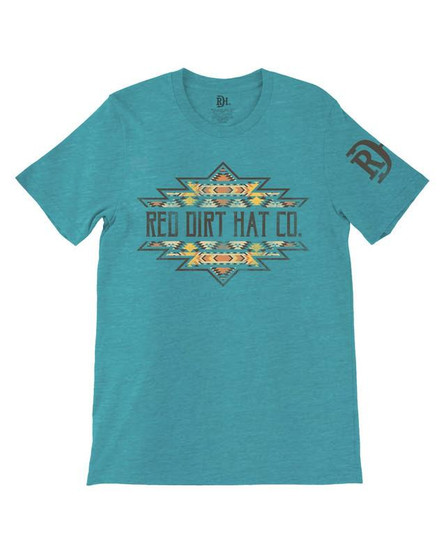 RED DIRT Red Dirt Unisex Heather Turquoise Aztec Shape Logo T-Shirt 