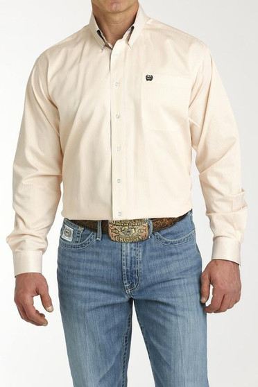 CINCH Cinch Men's Coral/White Tencel Stripe Button Down Western Shirt 