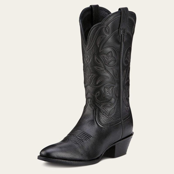 ARIAT Ariat Women's Black Deertan Heritage R Toe Western Leather Boot 