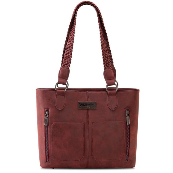 MONTANA WEST Montana West Wrangler Red Braided Detail Multi Pockets Concealed Carry Tote 