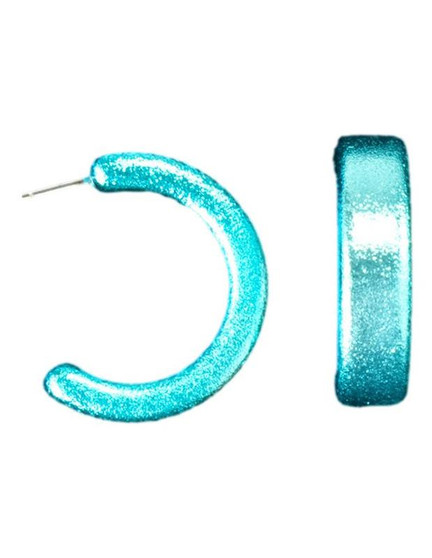 M & F M&F Women's Blazin Roxx Blue Metallic Post Hoop Earrings 