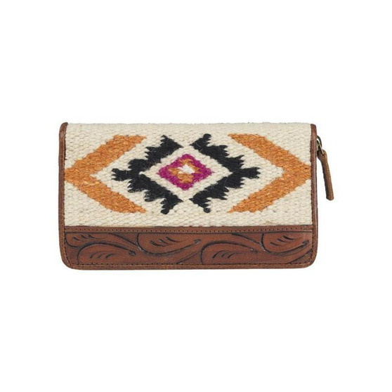M & F M&F Ariat Women's Brown Wool Blanket Tooled Wallet 