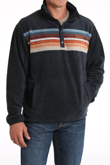 CINCH Cinch Men's Navy Stripe Fleece Pullover Sweater  CINCH Cinch Men's Navy Stripe Fleece Pullover Sweater
