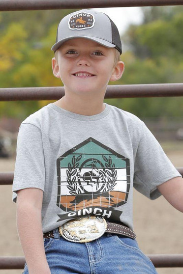 CINCH Cinch Boy's Gray Graphic Crew T-Shirt 