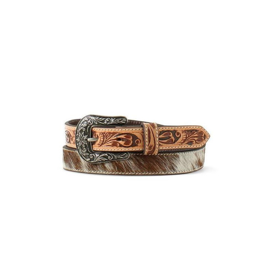 M & F Ariat M&F Western Women's Brown Calf Hair Tool Antique Buckle Belt 