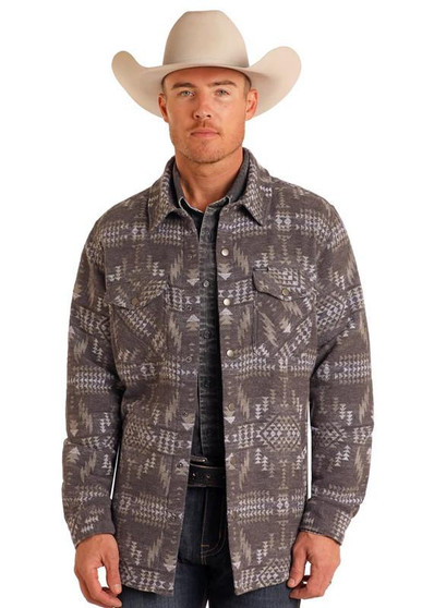 PANHANDLE SLIM Rock & Roll Denim Panhandle Slim Men's Charcoal Aztec Jacquard Shacket 