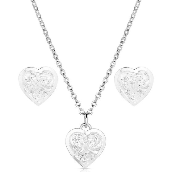 MONTANA SILVERSMITH Montana Silversmiths Women's Silver Pure Heart Jewelry Set 