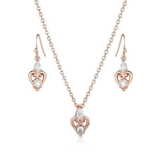 MONTANA SILVERSMITH Montana Silversmiths Women's Rose Gold Elegant Embrace Crystal Jewelry Set 