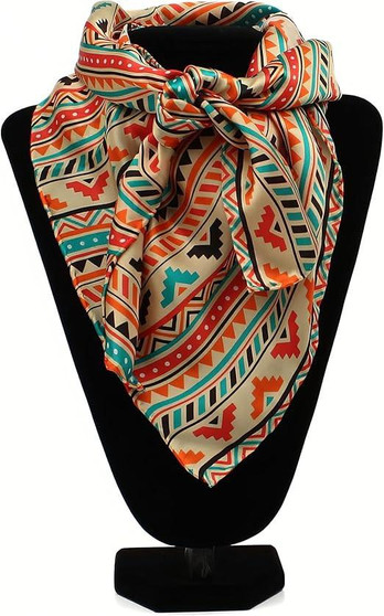 M & F M&F Western Women's Multicolor Aztec Silk Wild Rag  M & F M&F Western Women's Multicolor Aztec Silk Wild Rag