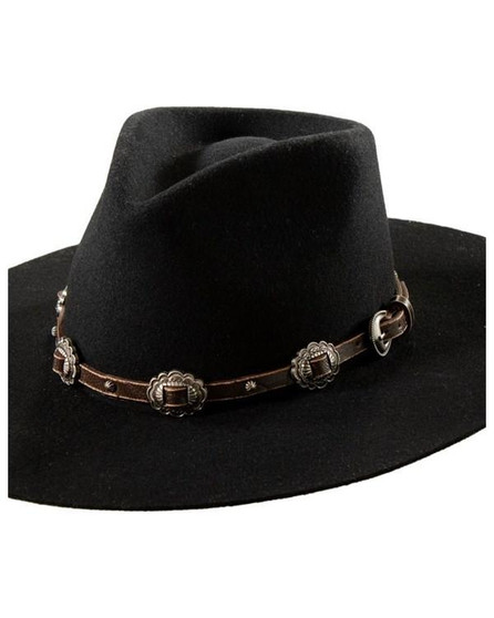 M & F M&F Western Bark Brown Scalloped Conchos Nail Head Hatband 