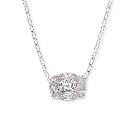 SPUR WEST SpurWest Silver Amelia Rose Mini Belt Buckle Paper Clip Chain Necklace 