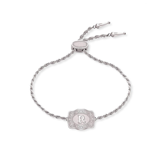 SPUR WEST SpurWest Silver Initial "R" Ultra Mini Belt Buckle Bracelet 