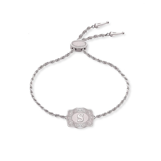 SPUR WEST SpurWest Silver Initial "S" Ultra Mini Belt Buckle Bracelet 