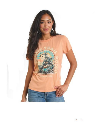 PANHANDLE SLIM Panhandle Slim Women's Orange Light Wash Graphic Tee 