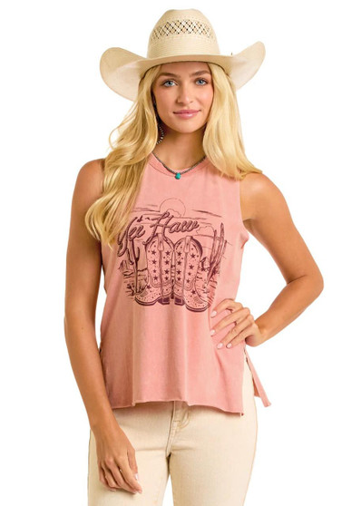 PANHANDLE SLIM Rock & Roll Denim Women's Rose/Mauve Graphic Tank Top  PANHANDLE SLIM Rock & Roll Denim Women's Rose/Mauve Graphic Tank Top