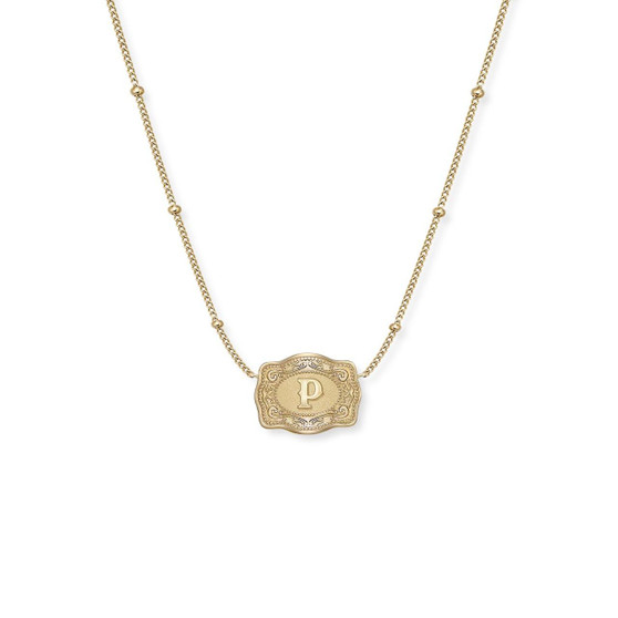 SPUR WEST Spur West Gold Ultra Mini Belt Buckle Initial "P" Necklace 