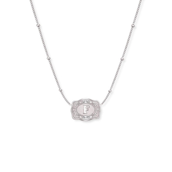SPUR WEST Spur West Silver Ultra Mini Belt Buckle Initial "F" Necklace 
