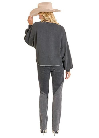 PANHANDLE SLIM Rock & Roll Denim Panhandle Slim Women's Black Embroidered Sweatshirt  PANHANDLE SLIM Rock & Roll Denim Panhandle Slim Women's Black Embroidered Sweatshirt