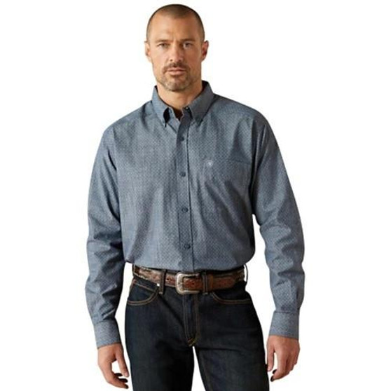 ARIAT Ariat Men's Chambray Blue Trent Classic Fit Button Up Shirt  ARIAT Ariat Men's Chambray Blue Trent Classic Fit Button Up Shirt