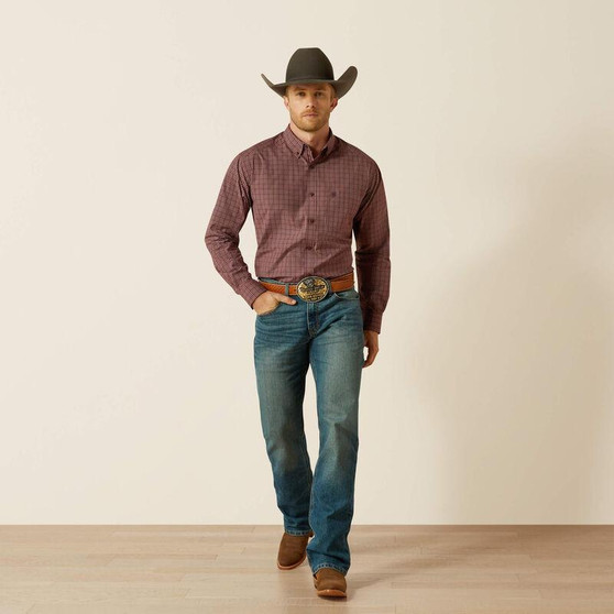 ARIAT Ariat Men's Burgundy Pro Series Travis Classic Fit Tall Shirt  ARIAT Ariat Men's Burgundy Pro Series Travis Classic Fit Tall Shirt