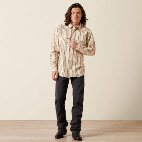 ARIAT Ariat Men's Off White Hines Retro Fit Tall Shirt  ARIAT Ariat Men's Off White Hines Retro Fit Tall Shirt