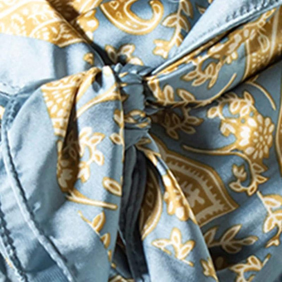 M & F M&F Western Unisex Grey & Gold Paisley Print Wild Rag Silk Scarf 