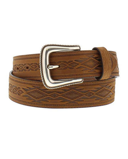 Tony Lama Men's Brown Navajo Blanket Western Tooled Belt