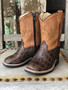 OLD WEST Jama Old West Boy's Brown Gator Print Cowboy Boot 