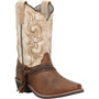 DAN POST Dan Post Girl's Brown & White Lil Myra Square Toe Western Boot  DAN POST Dan Post Girl's Brown & White Lil Myra Square Toe Western Boot