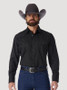 WRANGLER Wrangler Men's Black Western Snap Dobby Stripe Shirt 