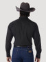 WRANGLER Wrangler Men's Black Western Snap Dobby Stripe Shirt 