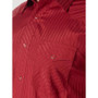 WRANGLER Wrangler Men's Wine Western Snap Dobby Long Sleeve Stripe Shirt 