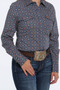 CINCH Cinch Women's Navy Print Long Sleeve Snap Western Shirt 