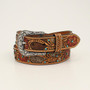 ARIAT Ariat Women's Tan Calf Hair Underlay Red Flower Turquoise Stone Belt 