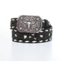 M & F 3D Child's Youth Black Leather Buck Lace Steehead Buckle Western Belt 