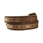 M & F M&F Nocona Men's Brown Distressed Ribbon Inlay & Laced Edge Leather Belt 