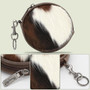 MONTANA WEST Wrangler Genuine Hair on Cowhide Circular Coin Pouch Bag Charm Coffee 