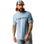 ARIAT Ariat Men's Light Blue Heather Shield Flag Short Sleeve T-Shirt 