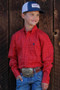 CINCH Cinch Boy's Red Match Dad Money Print Button Down Western Shirt  CINCH Cinch Boy's Red Match Dad Money Print Button Down Western Shirt