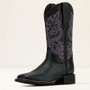 ARIAT Ariat Women's Black Deertan Round Up Wide Square Toe Stretch Fit Western Boot 