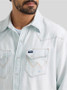 WRANGLER Wrangler Men's White Stonewash Vintage Inspired Western Snap Workshirt 