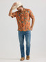 WRANGLER Wrangler Men's Aloha Orange Coconut Cowboy Snap Front Camp Shirt 