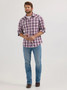 WRANGLER Wrangler Men's Red Ombre Plaid Retro Premium Western Snap Plaid Shirt  WRANGLER Wrangler Men's Red Ombre Plaid Retro Premium Western Snap Plaid Shirt