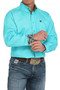 CINCH Cinch Men's Turquoise Solid Button Down Western Shirt 