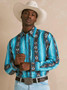 WRANGLER Wrangler Men's Sea Salt Blue Checotah Western Snap Printed Tall Shirt  WRANGLER Wrangler Men's Sea Salt Blue Checotah Western Snap Printed Tall Shirt