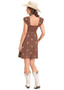 PANHANDLE SLIM Rock & Roll Denim Women's Brown Aztec Embroidered Mini Dress 