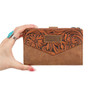 MONTANA WEST Wrangler Montana West Women's Brown Floral Tooled Card Holder Bi-Fold Wallet 