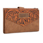 MONTANA WEST Wrangler Montana West Women's Brown Floral Tooled Card Holder Bi-Fold Wallet 